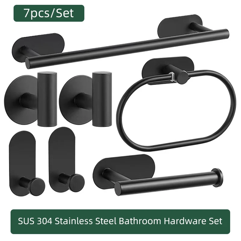 Bathroom-Hardware-Set-Brushed-Nickel-Towel-Bar-Towel-Ring-Toilet-Paper ...