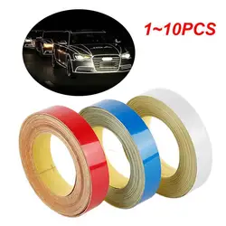 1~10PCS 5mx1cm Reflective Sticker Safety Mark Warning Stickers Reflect Fluorescent Strips Wheel Decoration Car