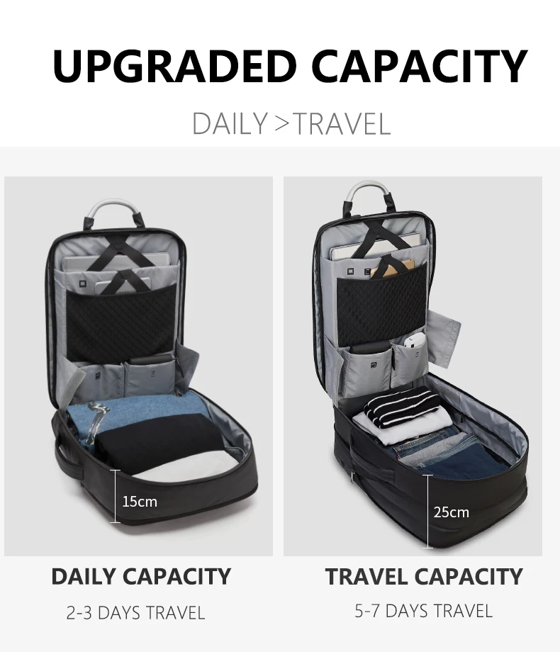 ARCTIC HUNTER Extra Large Capacity Men's Travel Waterproof Backpack Business Laptop Anti-theft Expandable USB Charging Backpack 5