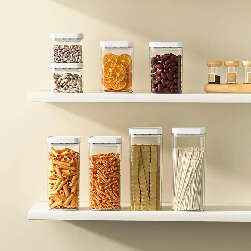 

Food Storage Boxes Stackable Kitchen Storage Cabinets Cereal Flour Oatmeal Jars 5-Piece Kitchen Cereal Storage Sealed Jars