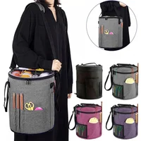 Sac au crochet de grande capacité : rangement du fil, organisateur d'aiguilles à tricoter, sac fourre-tout au crochet avec poche avant pour fil, crochets, aiguilles 1