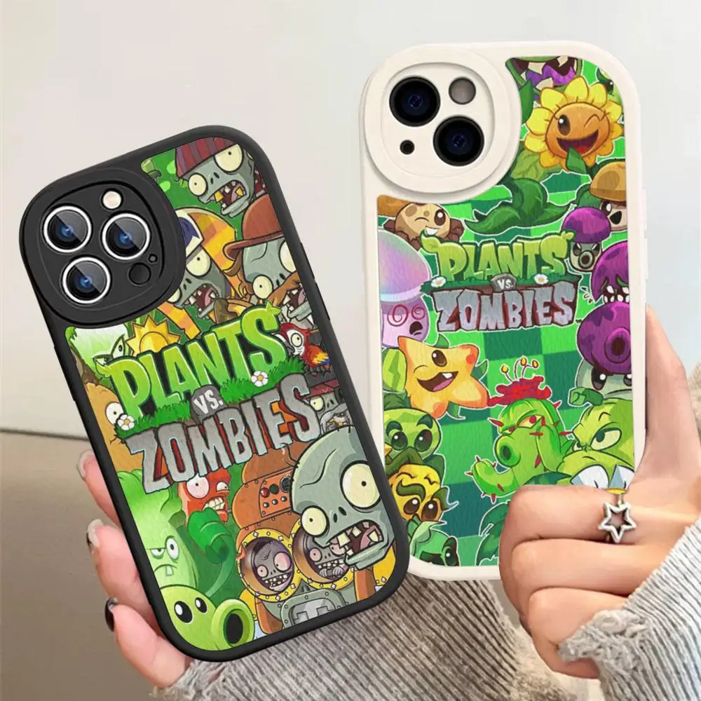 Game Plants Vs Z-Zombies Custodia In Pelle Rigida Per Iphone 14 13 12 Mini 11 14 Pro Max Xs X Xr 7 8 Plus Fundas
