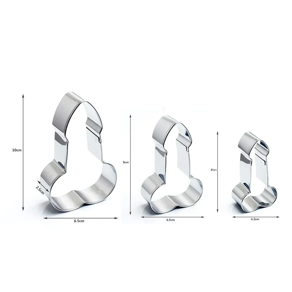 3D Stainless Steel Penis Cookies Cake Tools Dick Fondant Mold Baking Decor Cookie Cutter Cookie Mould Cake Lace Mold Fondant Cutter Cookie Printing Mold Baking Mold Cookie Maker Press Kit Baking Decorating Tools 3Pcs/Set