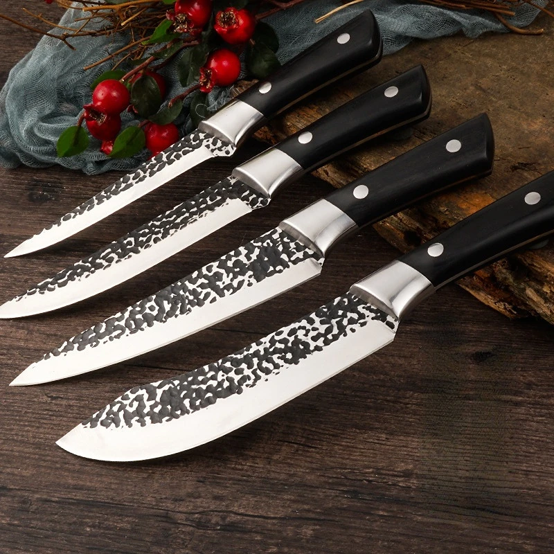 bamboo knife holder Boning Chef Knives Set Multifunction Stainless Steel Cleaver Butcher Knife for Meat Bone Fish Fruit Vegetables Kitchen Knife grey knife block