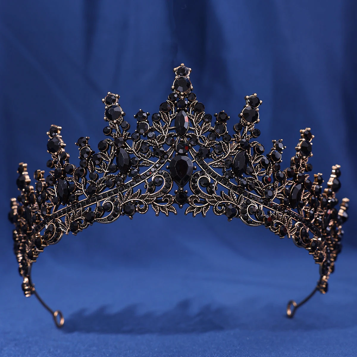 Luxuriöse mehrfarbige Kristall-Strass-Hochzeitskrone, barocke schwarze Tiaras, Prinzessin, Königin, Diadem, Haarschmuck für Frauen, Schmuck – Detail 23