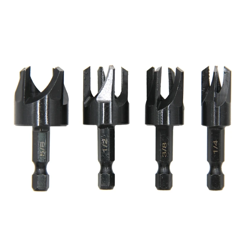 

4Pieces Inch Hexagonal Shank Carbon Steel Countersink Set for Wood Metal Drill Bit Extraction Tool