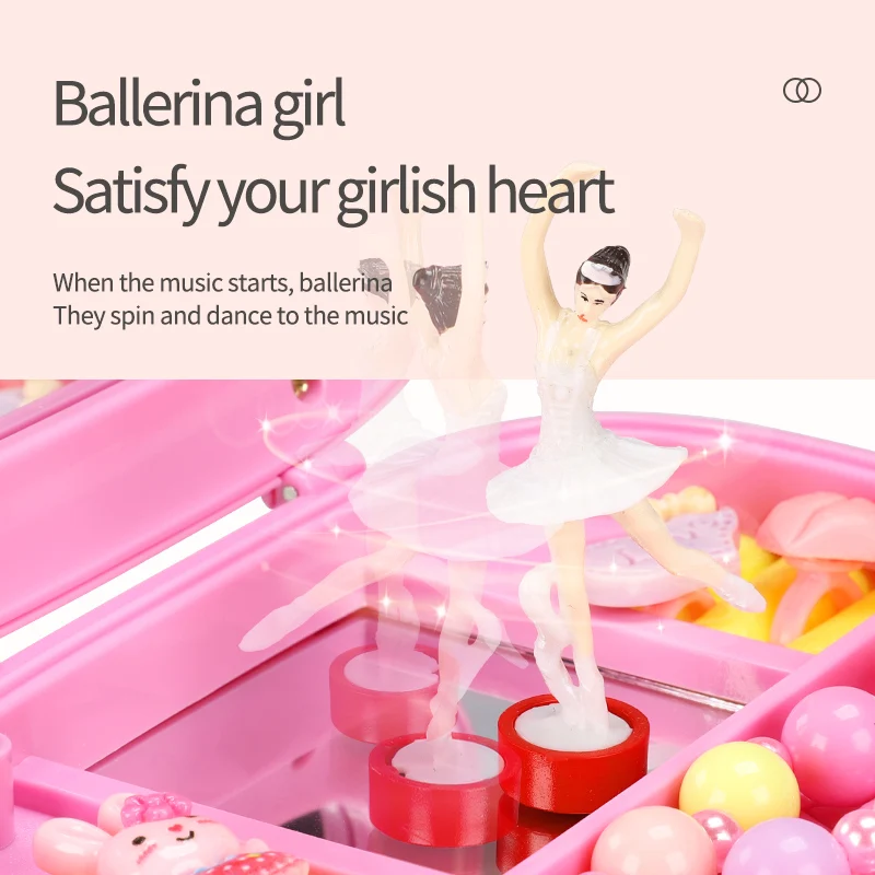 Musical Jewelry Boxes With Mirror Dancing Ballet Girl Storage Accessory Princess Handbags Toy Music Box Birthday Gift For Girls 6
