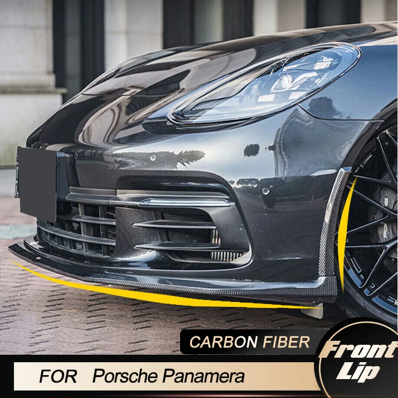

Car Front Bumper Lip Spoiler with Splitters for Porsche Panamera 4-Door 2017-2019 Front Bumper Lip Chin Protector Carbon Fiber