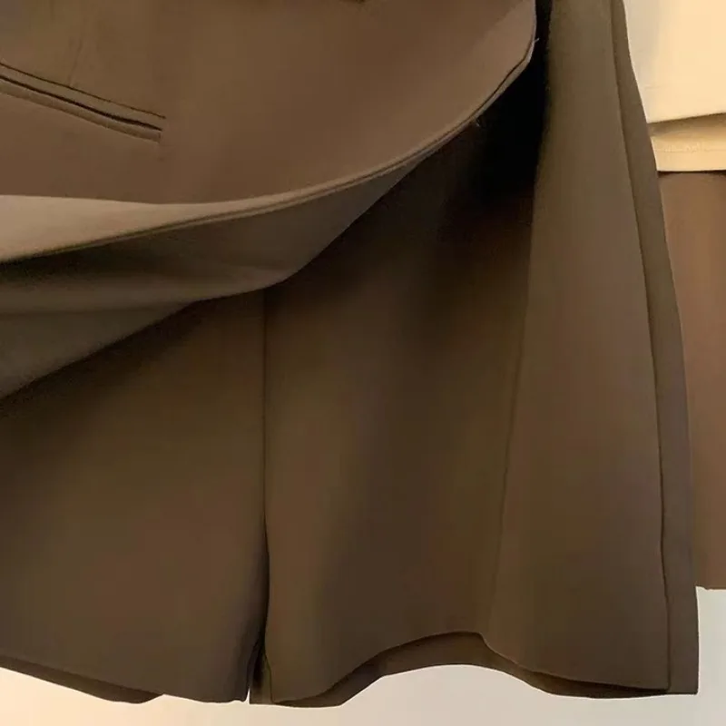 High Waist Wide Leg Mini Skirts Women Belts Solid Color Autumn Winter Loose A-line Simple Korean All-match Comfortable Casual 6