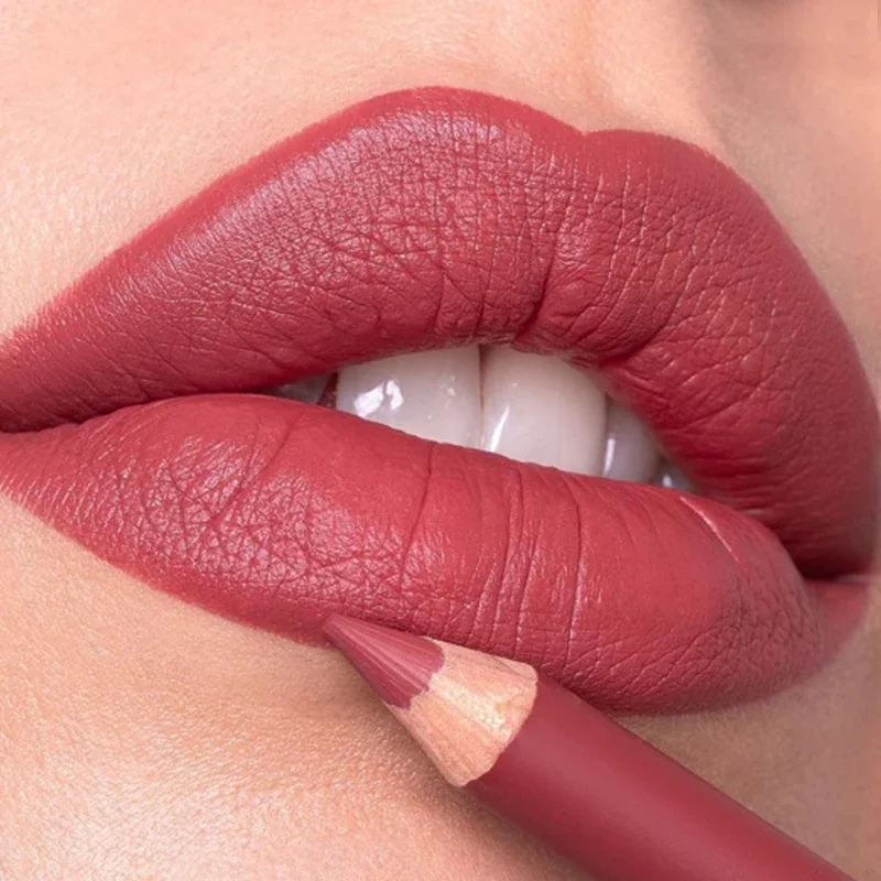 12Pcs Lipliner Pen Lip Makeup Sexy Red Matte Contour Tint Lipstick Pen Waterproof Long Lasting Non-stick Cup Lip Liner Cosmetic
