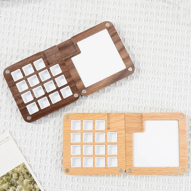 

Empty Wooden Watercolor Palette Portable Mini Travel Watercolor Acrylic Paint Box Square Tray Box Art Painting Supplies