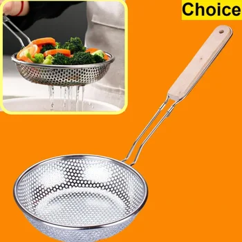 Petit passoire à huile à mailles fines, manche en bois, en acier inoxydable, filtre multifonction, tamis à farine, outils de cuisson de cuisine