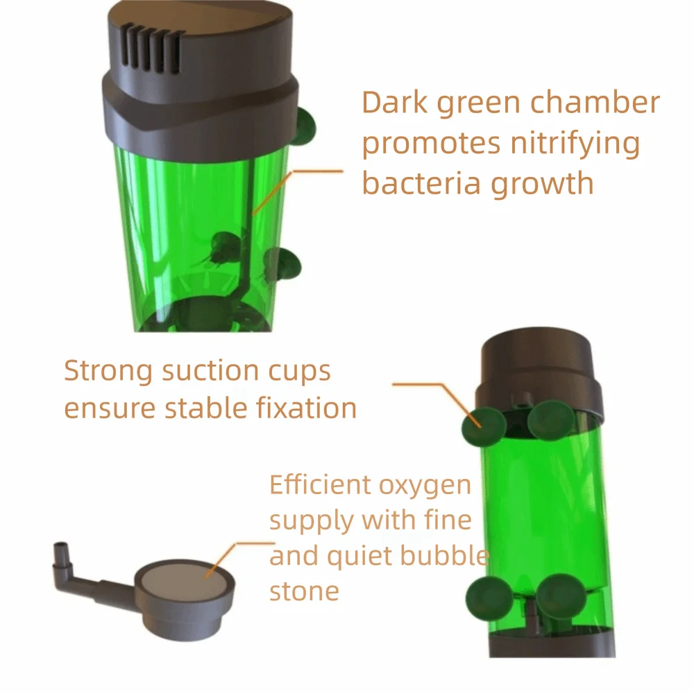 With Air Stone Fluidized Moving Bed Filter Bio Media Easy Installation Sponge Filter High Efficiency Aquarium Filter