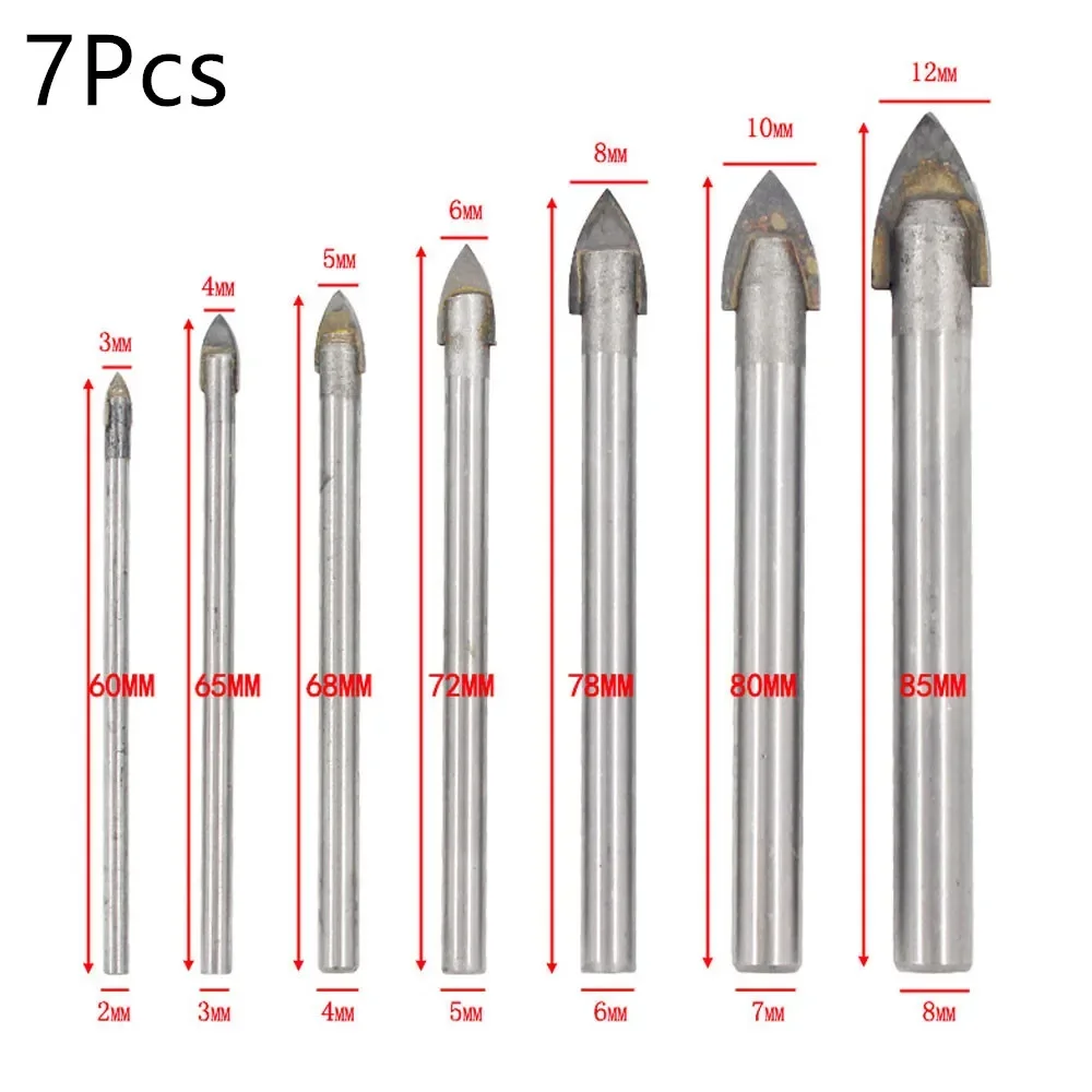 

4/6/7 Pcs Glass Marble Porcelain Spear Head Ceramic Tile Drill Bits Set Spade Drill Bit 3/4/5/6/8/10/12mm