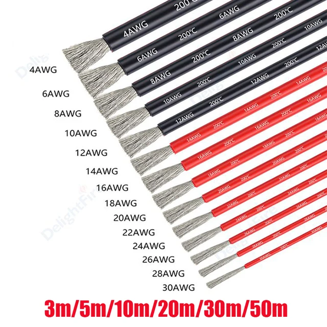 ทนความร้อนสายทองแดงกระป๋อง 18 16 14 12 10 8 6 4 AWG 12V ไฟฟ้าซิลิโคนสําหรับรถยนต์แผงพลังงานแสงอาทิตย์แบตเตอรี่ 1