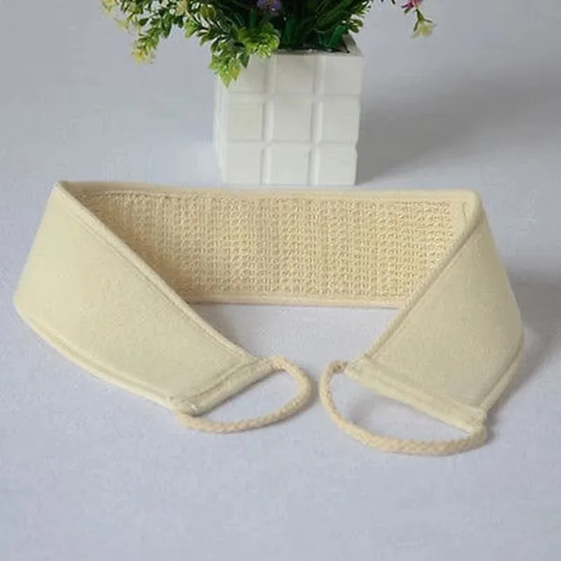 Natural Cotton Linen Loofah Long Strip Back - Pulling And Body - Scrubbing Towel Powerful Exfoliating Massage And Back Scrubbing