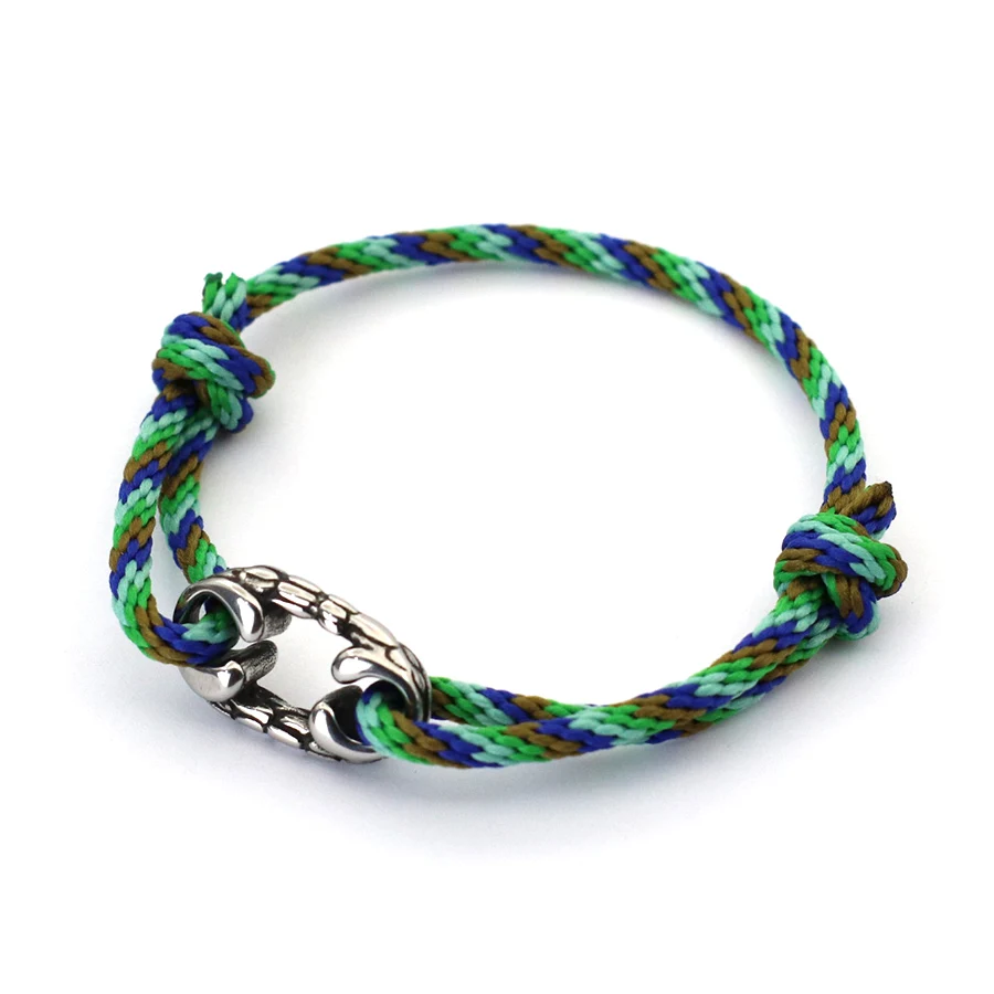 Men Adjustable Nautical String Bracelet Stainless Steel Cycling