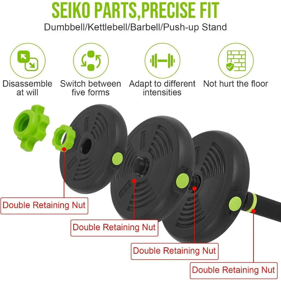 4-In-1 Adjustable Dumbbell Set - Dumbbell/Barbell/Kettlebell/Push Up Stand for Home Gym