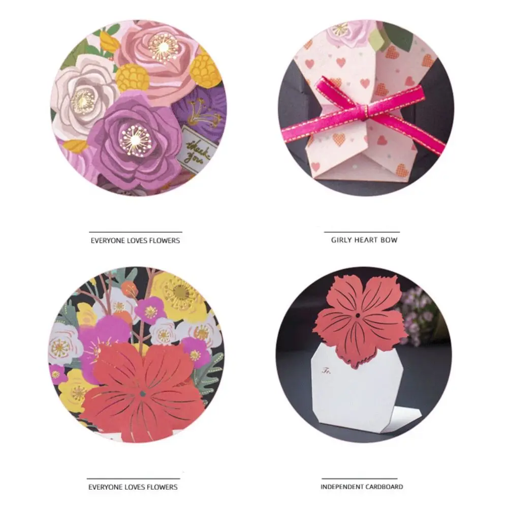 Greeting Cards 3D Blessing Bouquet Card Pop Up Thank You Gifts Mother's Day Anniversary Decorations