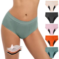 Eco-friendly Bamboo High Waist 4Layers Leak proof Women Menstrual Period Panties Female Absorbent Incontinence Underwear