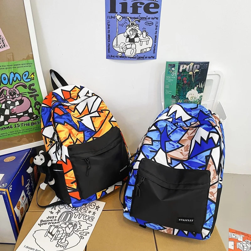 Lady Graffiti Student Backpack Girl Travel Kawaii School Bags Trendy Cool Female College Backpacks Women Laptop Book Bag Fashion