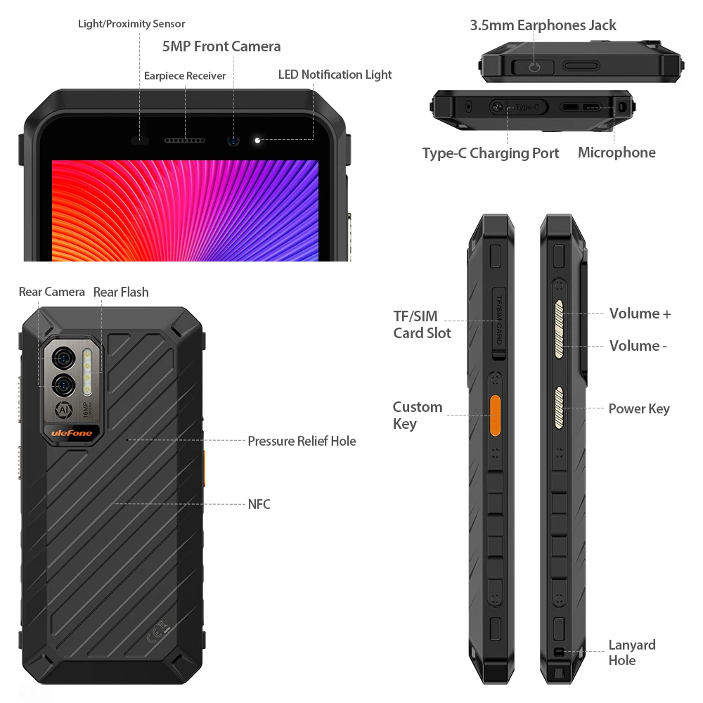 Ulefone Power Armor X11 Pro IP68 Rugged Phone 4G RAM 64G ROM Helio G25 Smartphone Android 12 16MP Camera Mobile Phone 8150 MAh
