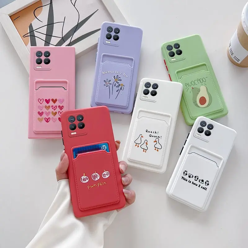 Cartoon Card Slot Holder Wallet Phone Case with Back Cover