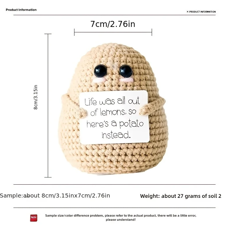 Handcrafted Potato Decor Crochet DIY Craft Kit Ornament Gift