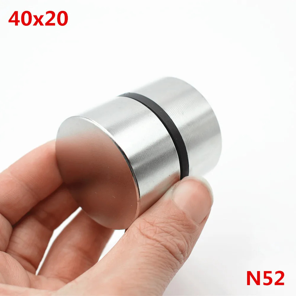 2 pces ímã n52 40x20mm de neodímio super forte redondo terra rara poderoso ndfeb gálio metal magnético alto-falante n35 40*20 disco