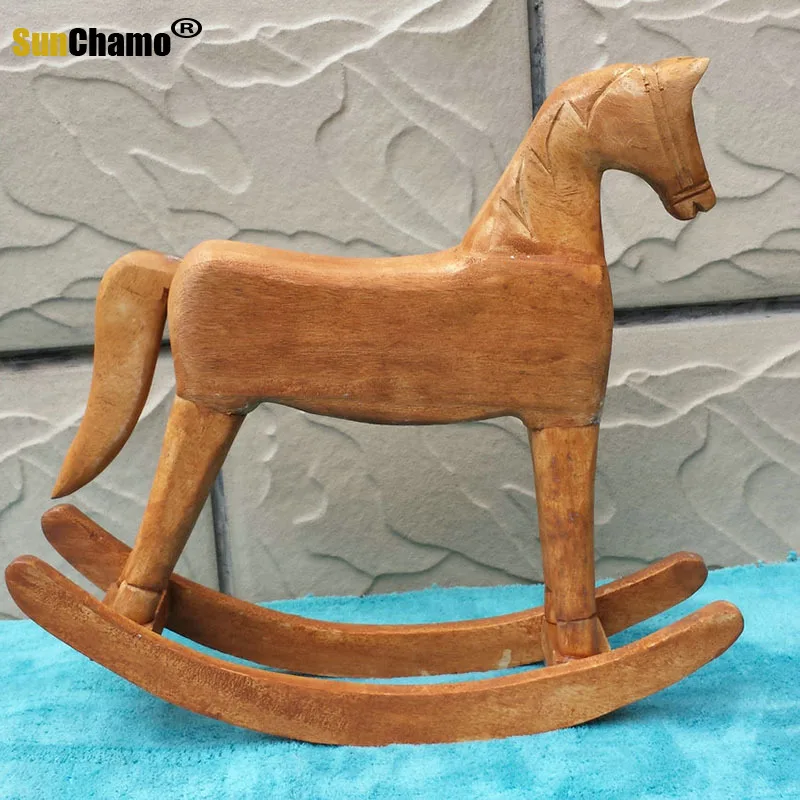 Wooden Rocking Horse DIY Handmade Craft Children Kids Birthday Decoration Childhood Gift Wedding Home Decor