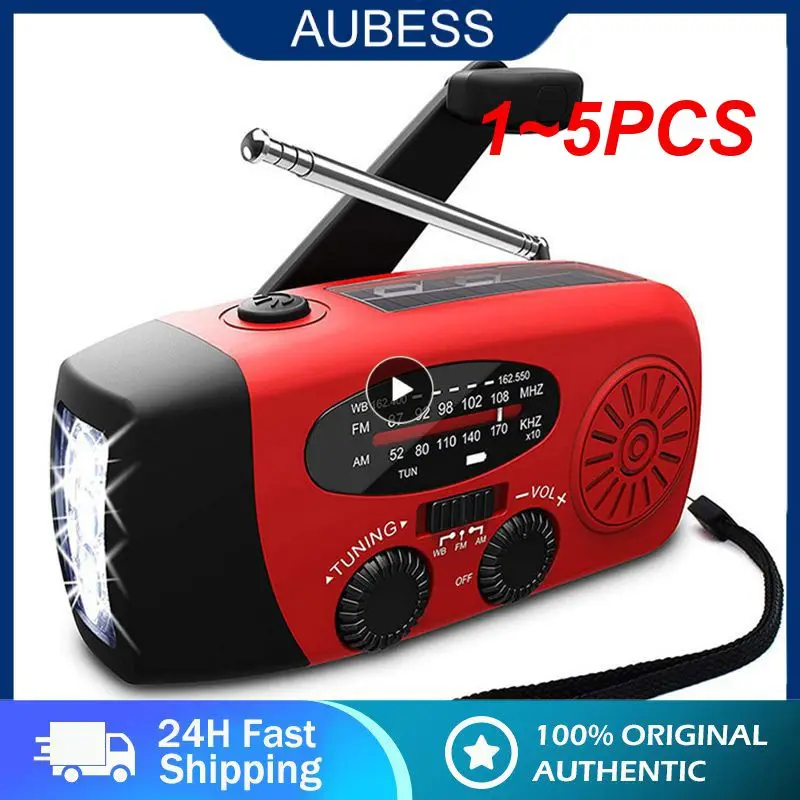 

1~5PCS Protable Emergency Solar Hand Crank Dynamo AM/FM/WB Weather Radio LED Flashlight Charger Waterproof Emergency Survival