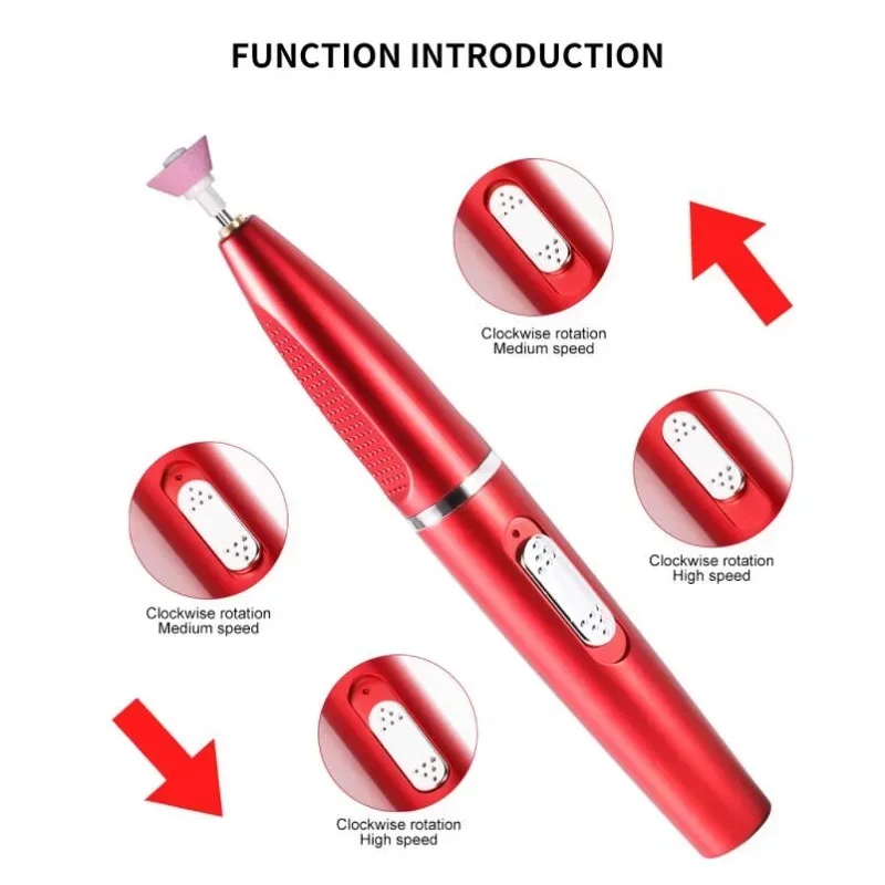Electric Nail Polisher Drill Bits Professional Nails Grinding Polishing Dead Skin Removal Art Sanding File Pen Manicure Machine 4