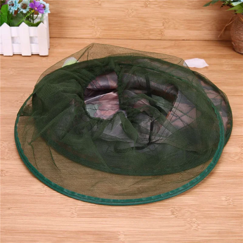HOES-3X Camouflage Fishing Hat Bee Keeping Insects Mosquito Net Prevention Cap Mesh Fishing Cap Sunshade Lone Neck Head Cover