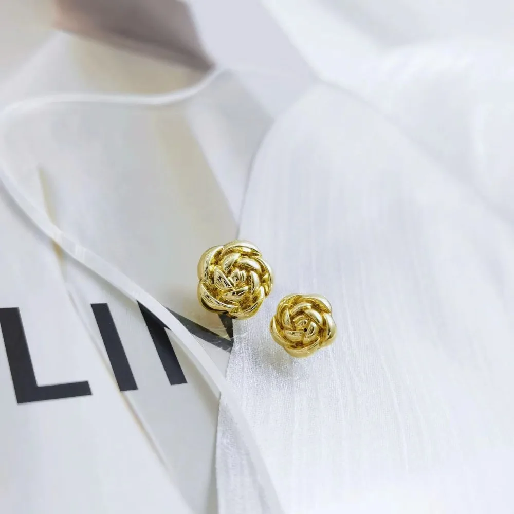 10pcs 작은 금속 꽃 단추 10mm/12.5mm 골드 컬러 로즈 샹크 버튼 여성 의류 액세서리