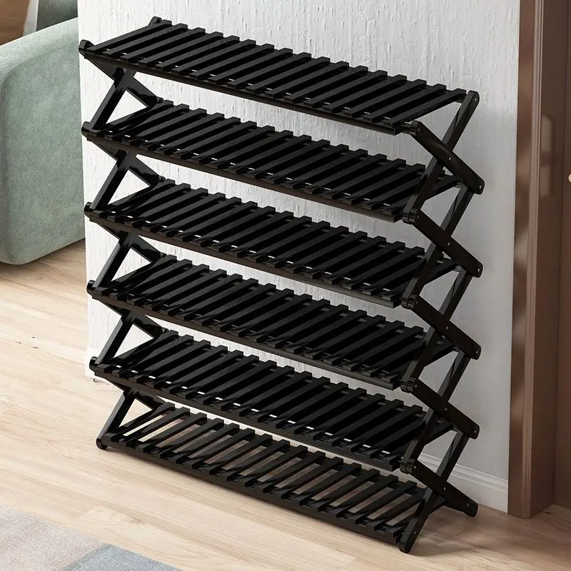 New Bamboo Folding Shoe Rack Free Installation Simple Home Indoor Good ...