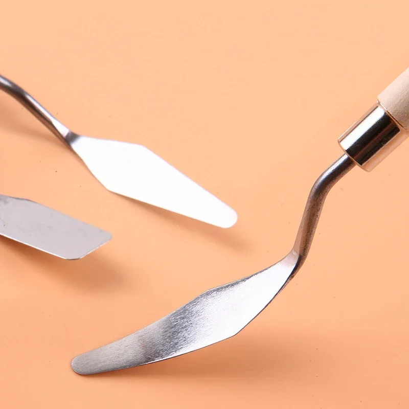 Oil Painting Knives 3Pcs/Set Stainless Steel Oil Painting Knives Artist Crafts Spatula Palette Knife Oil Painting Mixing Knife Scraper Art Tools