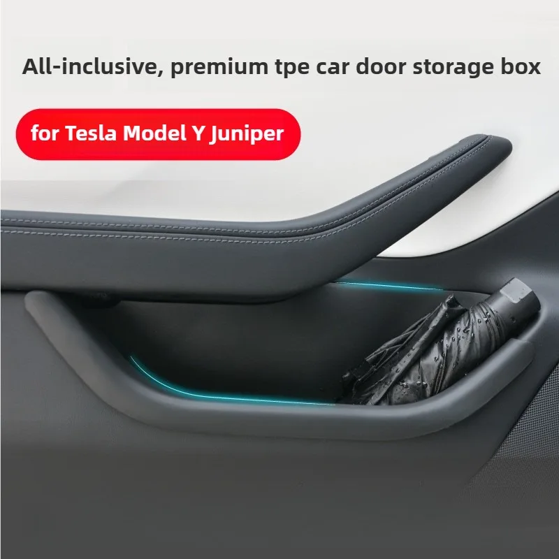 4Pcs for Tesla Model Y YL Juniper 2025 2026 Launch Door Side Storage Box Full-Cover Front & Rear Interior Organizer Accessories