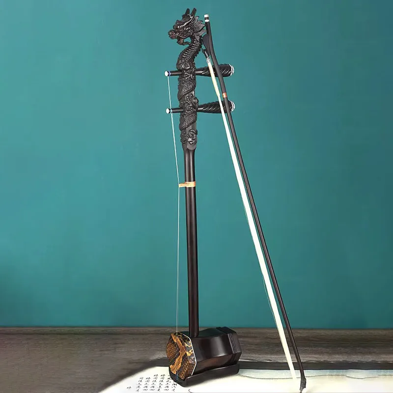 Folk Traditional Erhu Portable Adult Beginners Urheen Ebony Dragon Head Erhu Professional Performance Stringed Instruments