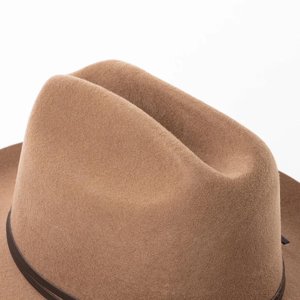 Damen-Fedora-Hut aus 100 % Wolle, Trilby-Kappen, breite Upturn-Krempe, Jazz-Kappe mit Pfeil, Ledergürtel für kirchliche Hochzeitsfeier – Detail 17