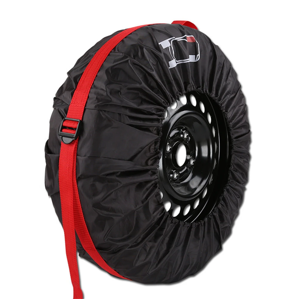 

Car Auto Tyre Spare Tire Wheel Protection Cover Black Red Storage Bag Carry Tote Cover Vehicle Wheel Protector ​4pcs
