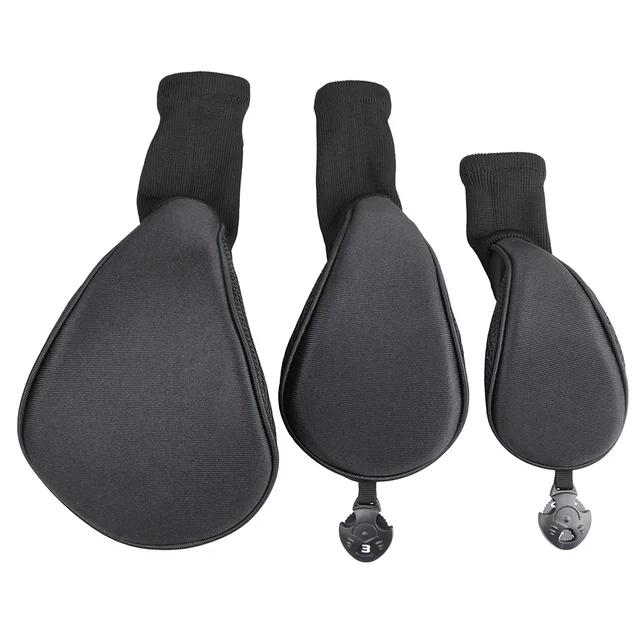 3Pcs Long-Neck Golf Head Covers 3