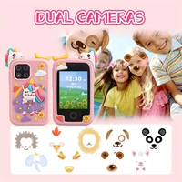 Purple Kids Educational Music Phone Toys Cartoon Baby Selfie Phone IPS Touchscreen Digital Camera for Girls Boys Best Gfits 2