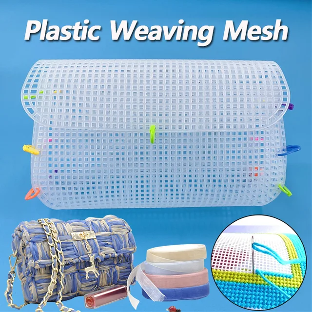 Plastic Weaving Plastic Mesh Cloth For Bag Making DIY Handcraft Bags Weaving Material Latch Hook Bags Made Plastic Grid Hook