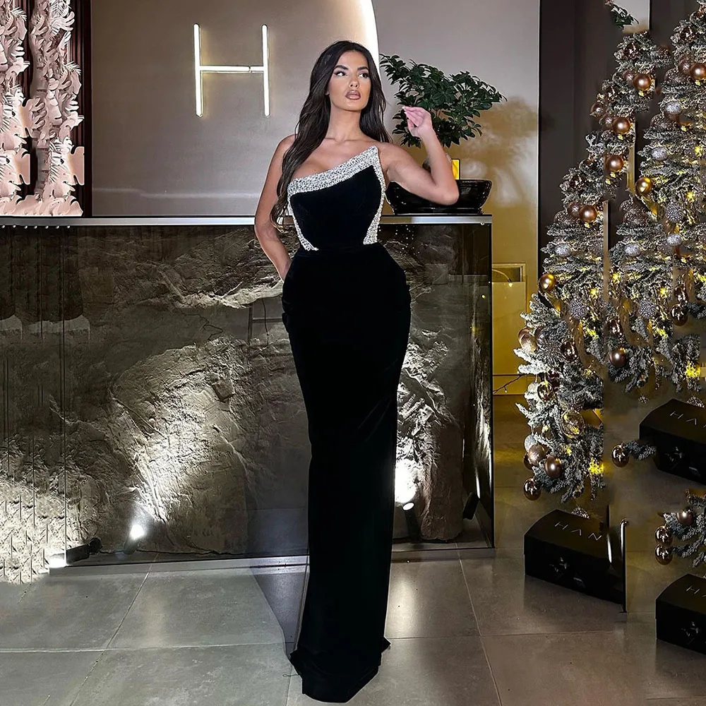 

Элегантное Черное Платье Msikoods с блестками, женское атласное платье с юбкой-годе, вечернее платье до пола, платья для торжества