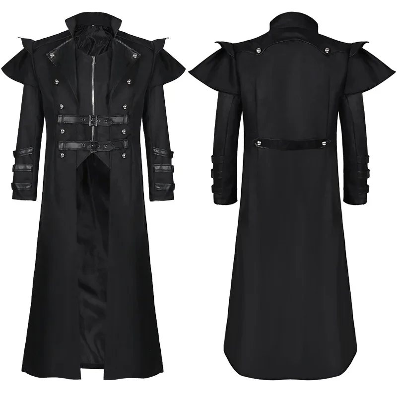 

Mens Coat Jacket Gothic Steampunk Cloak Hooded Trench Medieval Vampire/wizard Cosplay Costume Halloween Women Men