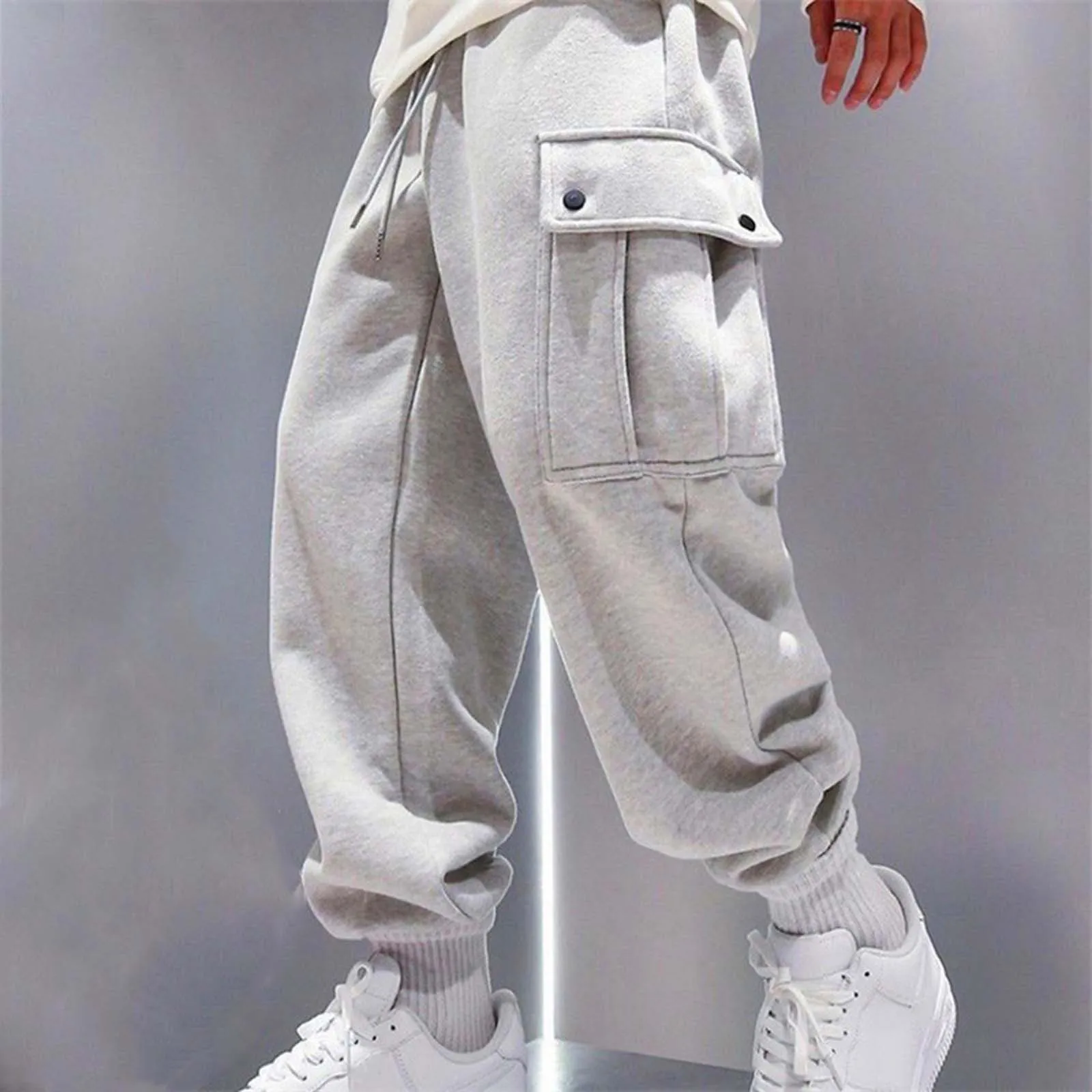 

Plus Tie Pants Pants Velvet Youth Trend Overalls Men'S Warm Casual Feet Men'S Pants Exercise Wide Leg Pants Oversize