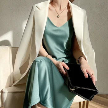 Vintage Satin Women's Dress Summer Sexy Spaghetti Strap Long Party Maxi Dresses Midi Robe Female Clothing 1