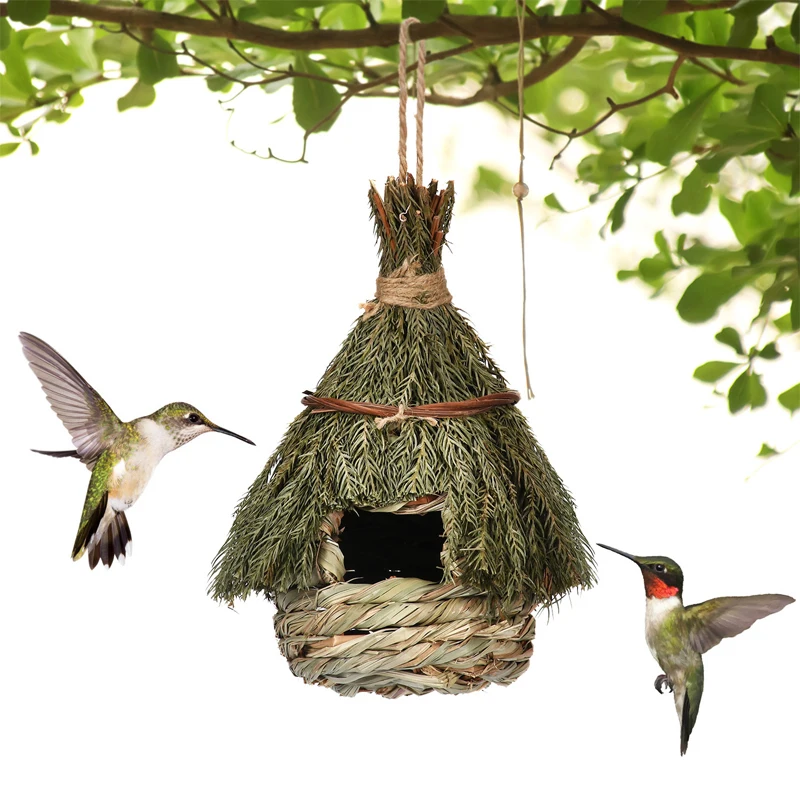 

Straw Bird Nest Hanging Birds Breeding House Handwoven Birdhouse Natural Fiber Parrot Shelter Bird Cage Decoration Accessories