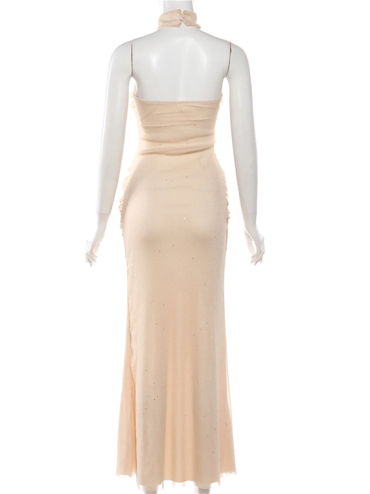 Sequin Ruched Sexy Sleeveless Party Dress for Women