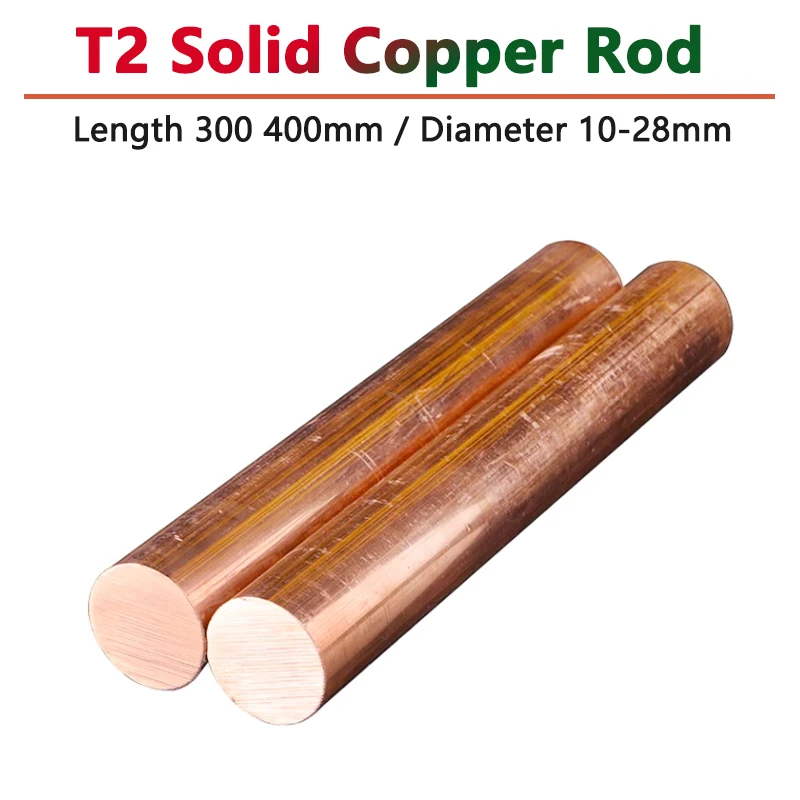 

1pc Length 300mm 400mm T2 Pure Copper Rod Solid Red Copper Diameter 10 12 14 15 16 18 20 22 25 28mm Die Discharge